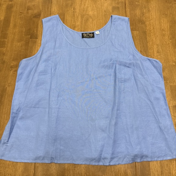 Bob Mackie linen blend shirt tank top set women's 2X blue embroidered flowers - Picture 9 of 15